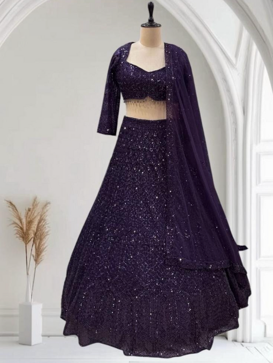 Lehenga Wine Stone