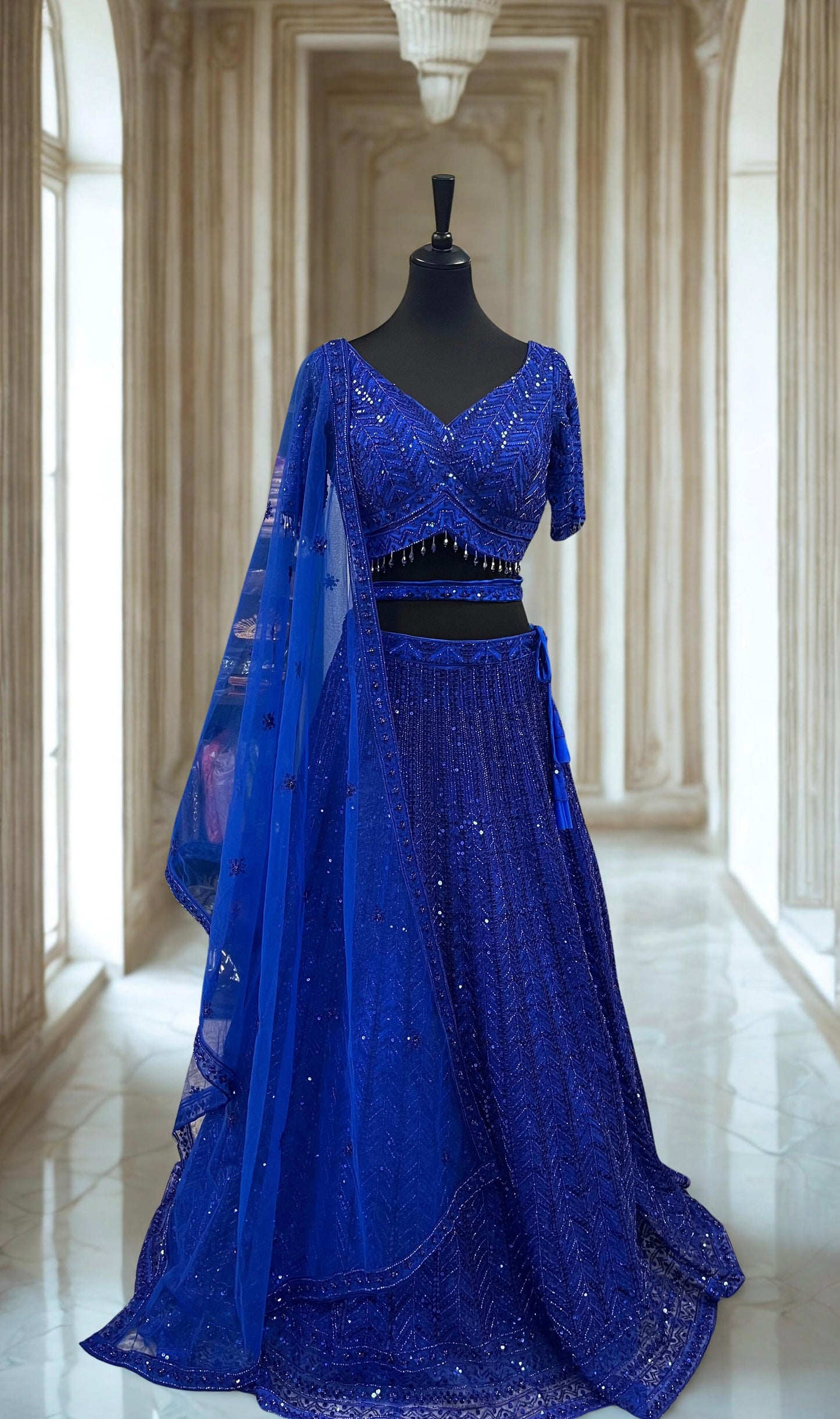 Lehenga Bleu Impérial